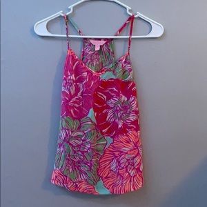 bright floral spaghetti strapped tank top